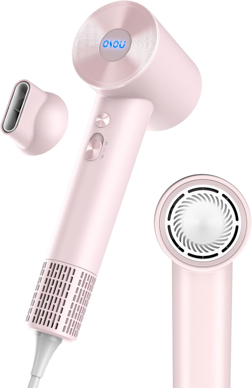 Negative Ionic Hair Dryer, 1200W High-Speed Blow Dryer, 110, 000 RPM Fast Drying Lightweight Travel Hairdryer, Low Noise Home Hair Dryer with Smooth Nozzle (Pink)
