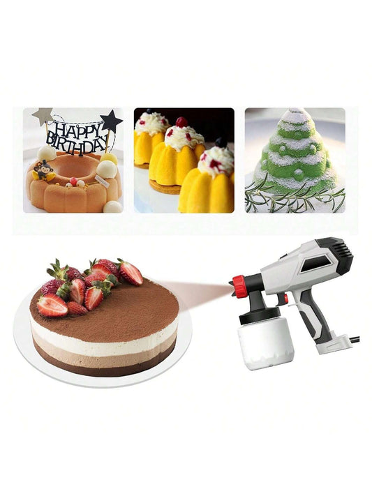 Homehours Chocolate Spray Gun,500W DIY Baking Cake Airbrush Coloring Gun,Cake Drating Tools Sandblasting Machine for and Dessert, Grey,Silver
