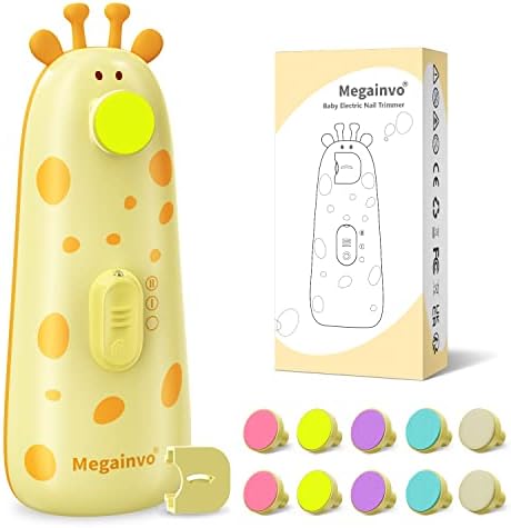 Baby Nail Trimmer Electric Baby Nail File with Light 10 Grinding Heads Safe Quiet Baby Nail Grooming Care Kit for Newborn Infant Toddler Toes Fingernails - Orange