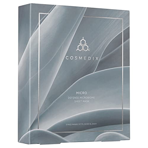 COSMEDIX Micro Defense Microbiome Peel-Off Sheet Mask, Hydrates & Quenches Dry Skin, Soothing & Redness Reducing, Cruelty & Gluten Free, Set of 5