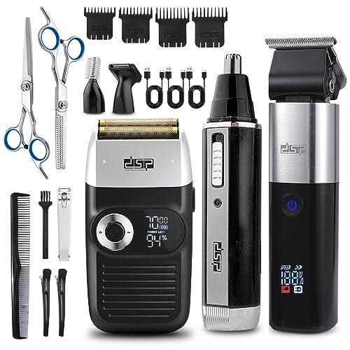 DSP® All in one Beard Trimmer Sets for Men - Cordless Electric Beard Trimmer, 2 in 1 Bald Head Shaver, and 3 in 1 Nose Trimmer Sets