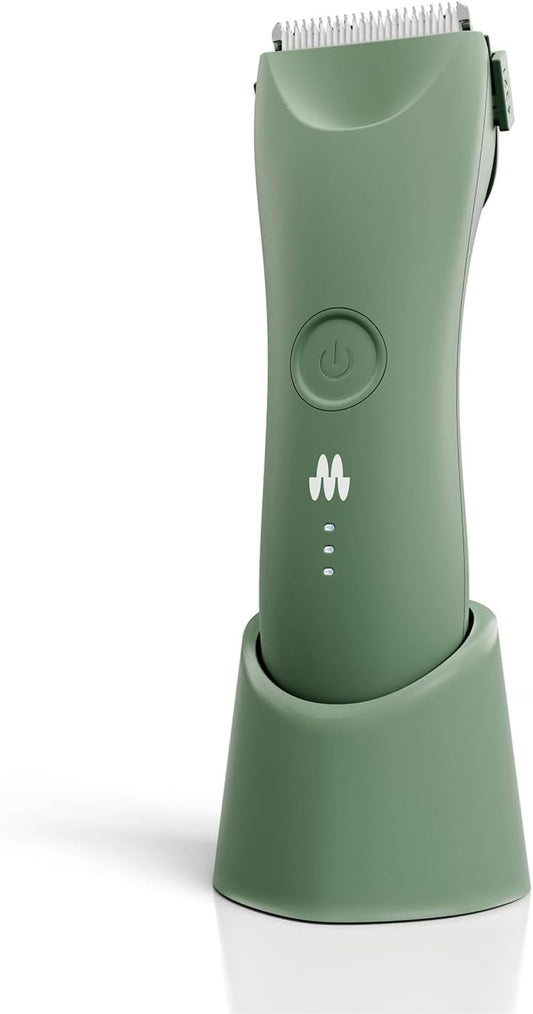 MERIDIAN Trimmer Plus Body Hair Manscaping Trimmer, Adjustable Guard, USB C Charging, Flash Light, Travel Lock, Charging Dock, Bikini Trimmer, Mens Body Hair Trimmer - Sage
