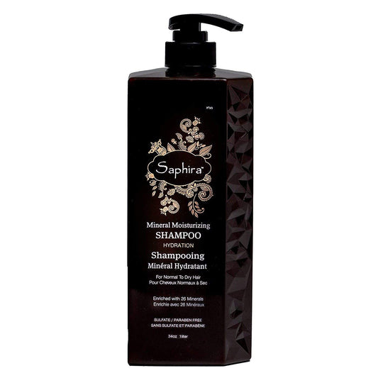 Saphira Mineral Moisturizing Shampoo, Hydration and Shine for Dry, Damaged, Permed or Chemically Treated Hair and Scalp, Sulfate-Free, Paraben-Free, Vegan, Prevents Frizz and Split Ends, 34 Ounce