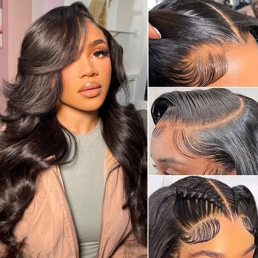 Mrigwoth 13x6 HD Body Wave Lace Front Wigs Human Hair Wigs for Women 160% Density Glueless Brazilian Virgin Transparent Lace Frontal Wigs Human Hair Pre Plucked With Baby Hair Natural Color 20 Inch