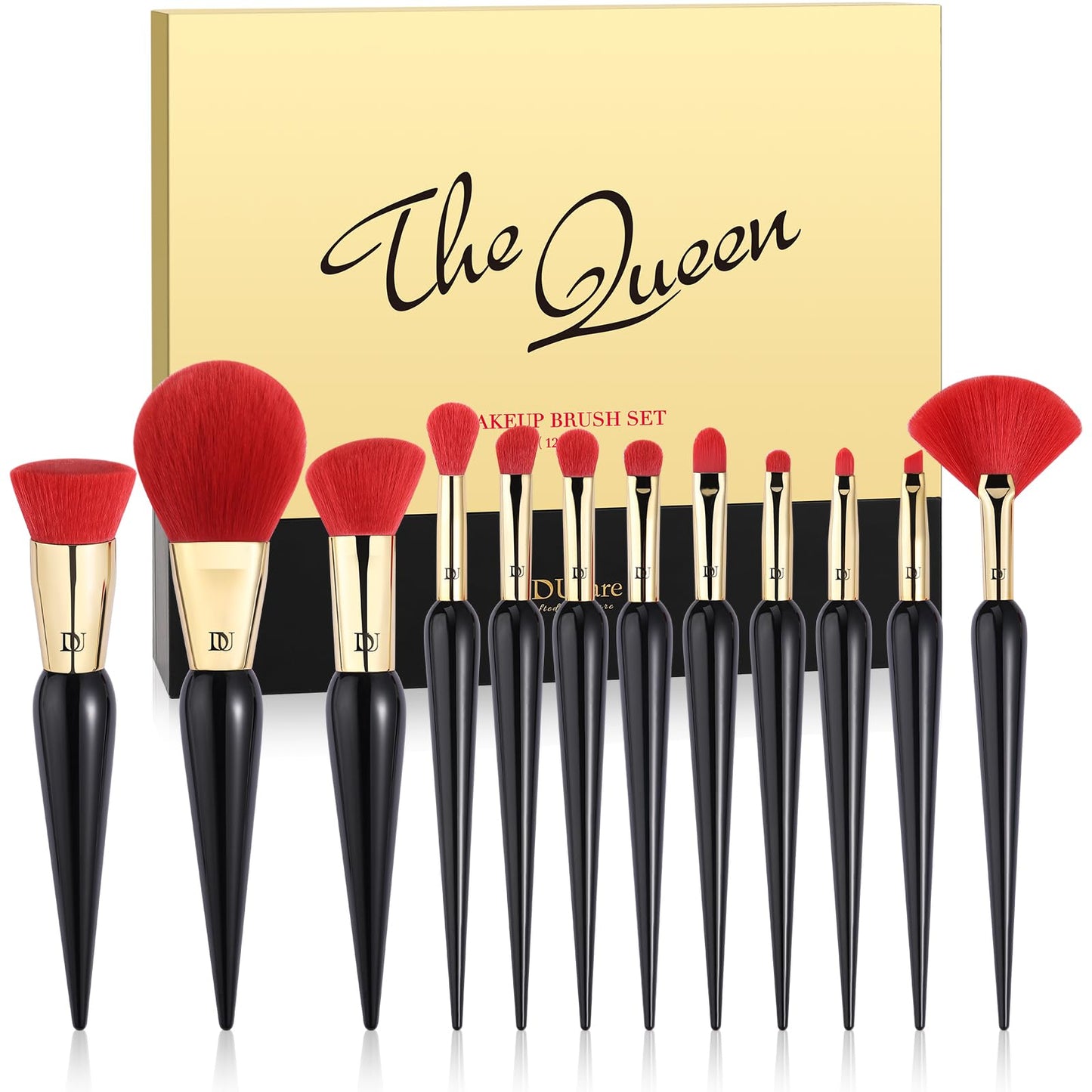 DUcare Makeup Brushes 12Pcs The Queen Series Makeup Brush set Premium Gifts Kabuki Foundation Blending Face Powder Blush Concealers Eye Shadows Brushes