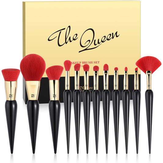 DUcare Makeup Brushes 12Pcs The Queen Series Makeup Brush set Premium Gifts Kabuki Foundation Blending Face Powder Blush Concealers Eye Shadows Brushes