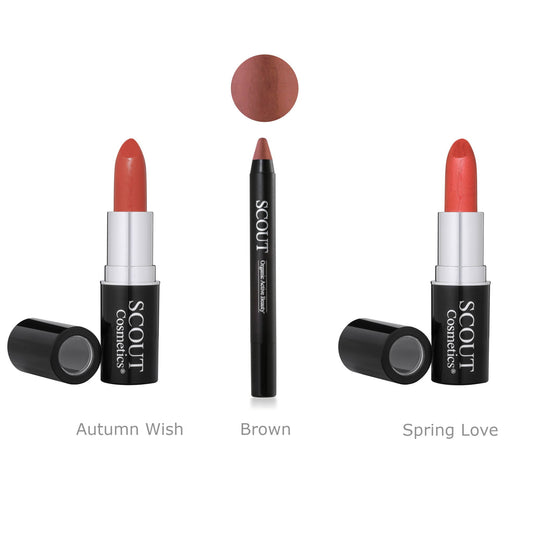 Earth & Fire Lipsticks & Lip Pencil Trio